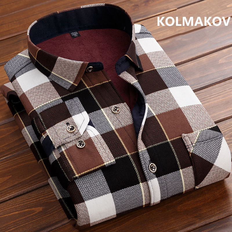 Flannel Shirt Lined - 2026 ฤดูหนาวแฟชั่นผู้ชายสมาร์ทลำลองลายเสื้อแขนยาว,ฤดูใบไม้ร่วงผู้ชายเสื้อสลิมฟิตเสื้อชายขนาดเต็ม M-4XL