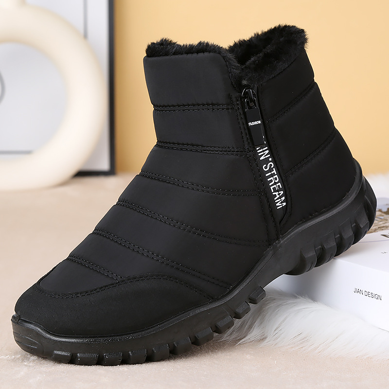 Waterproof Winter Boot - รองเท้าบูทหุ้มข้อกันน้ำกันลื่นสำหรับผู้ชาย รองเท้าลำลองให้ความอบอุ่นบุด้วยขนสัตว์ ไซส์ใหญ่พิเศษ รองเท้าคู่สำหรับคู่รัก Chaussure Homme