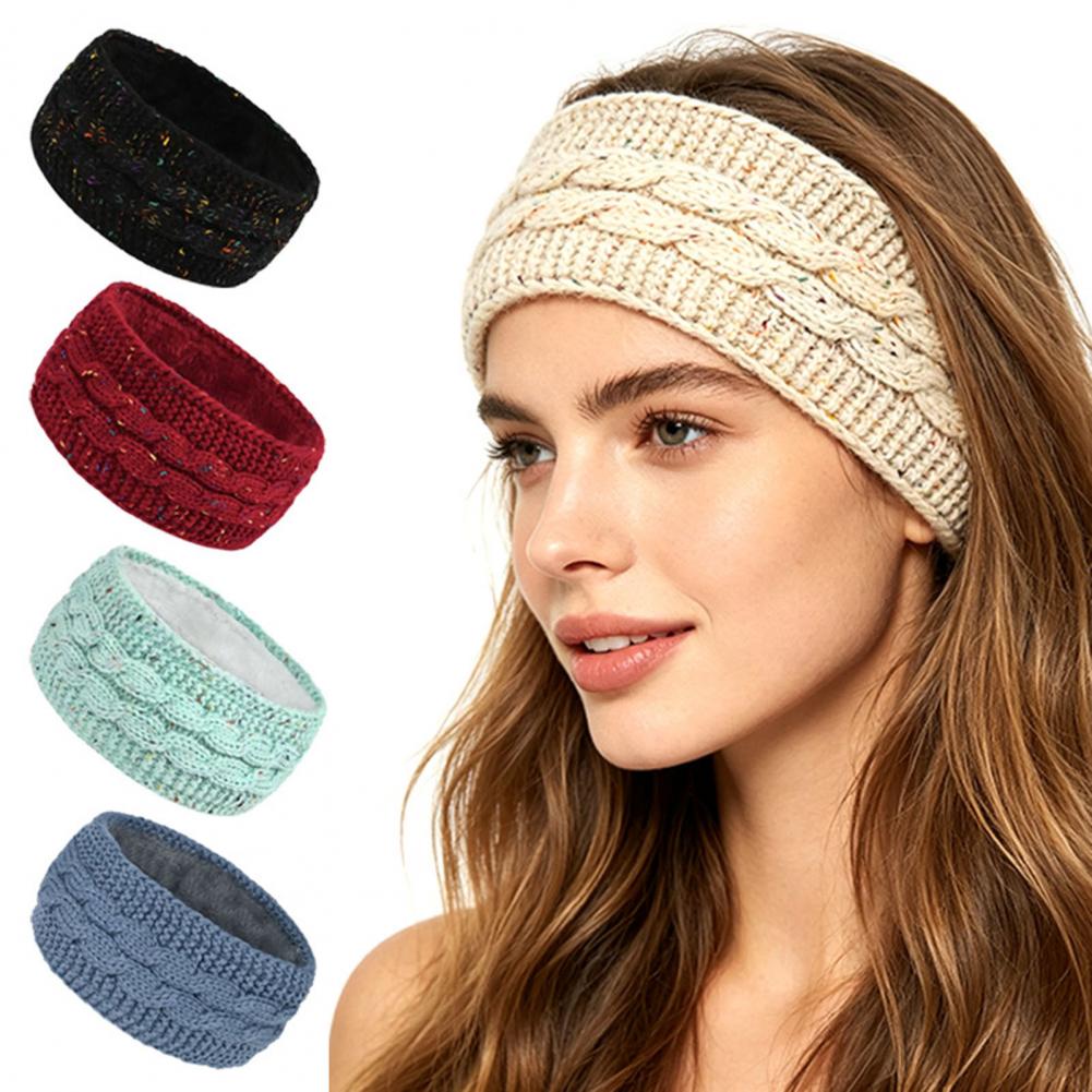 Winter Headband Fleece - ที่คาดผมสำหรับผู้หญิงในฤดูหนาว, ที่ปิดหูถักหนาเพิ่มความอบอุ่น, ที่คาดผมบุด้วยผ้าฟลีซสำหรับสภาพอากาศหนาวเย็น เหมาะสำหรับกิจกรรมกลางแจ้ง เช่น สกีและโยคะ