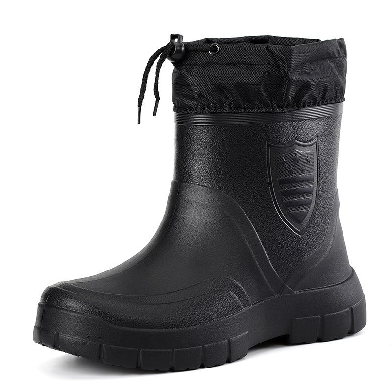Waterproof Winter Boot - อเนกประสงค์ผู้ชายรองเท้ากันฝนกันน้ํากลางแจ้งน้ําหนักเบารองเท้ากํามะหยี่แฟชั่นรองเท้าสั้นสบายๆชายรองเท้าน้ํา 2025