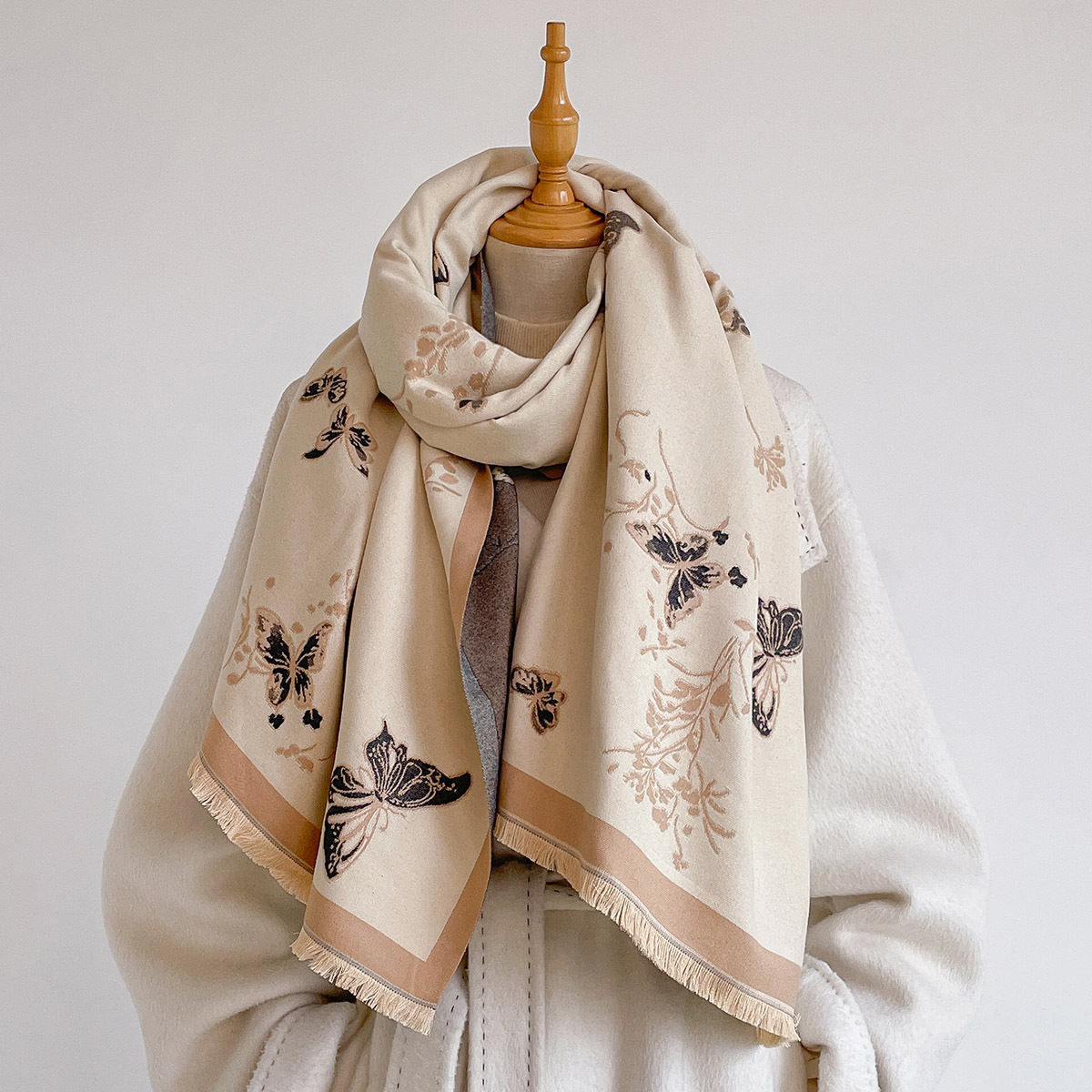 ผ้าพันคอแคชเมียร์เทียมสำหรับผู - Shawl Wrap Winter บทวิจารณ์และราคา