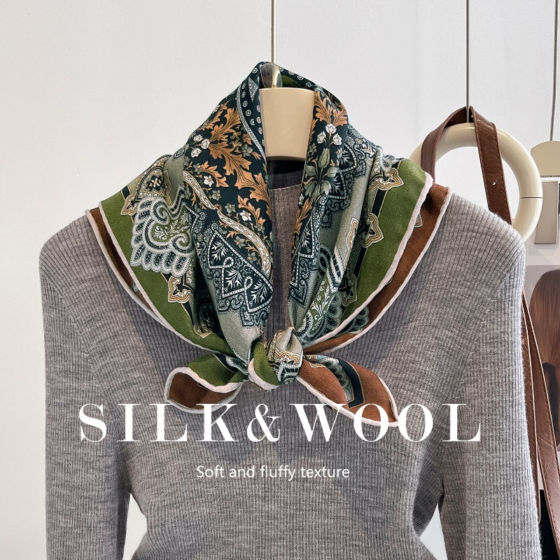 ผ้าพันคอทรงสี่เหลี่ยมลายดอกไม้ - Shawl Wrap Winter บทวิจารณ์และราคา
