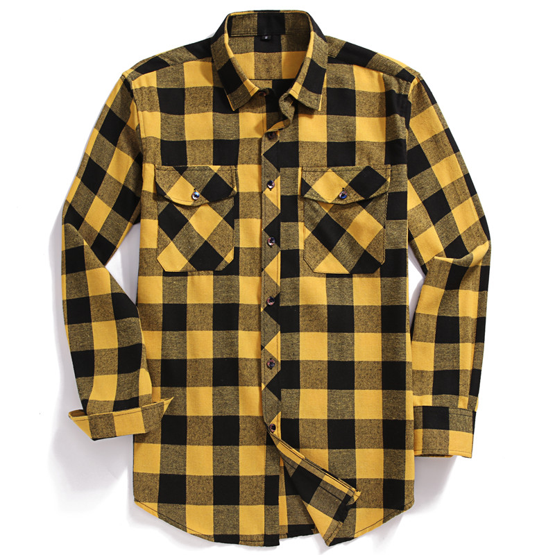 ฤดูใบไม้ร่วงผู้ชายแขนยาวลําลอง - Flannel Shirt Lined บทวิจารณ์และราคา
