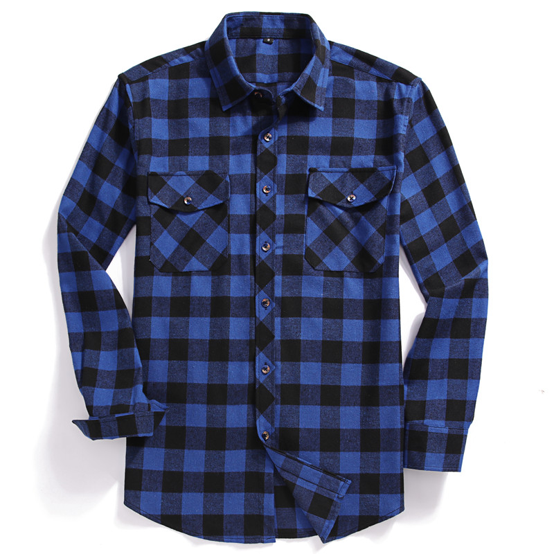 ฤดูใบไม้ร่วงผู้ชายแขนยาวลําลอง - Flannel Shirt Lined บทวิจารณ์และราคา
