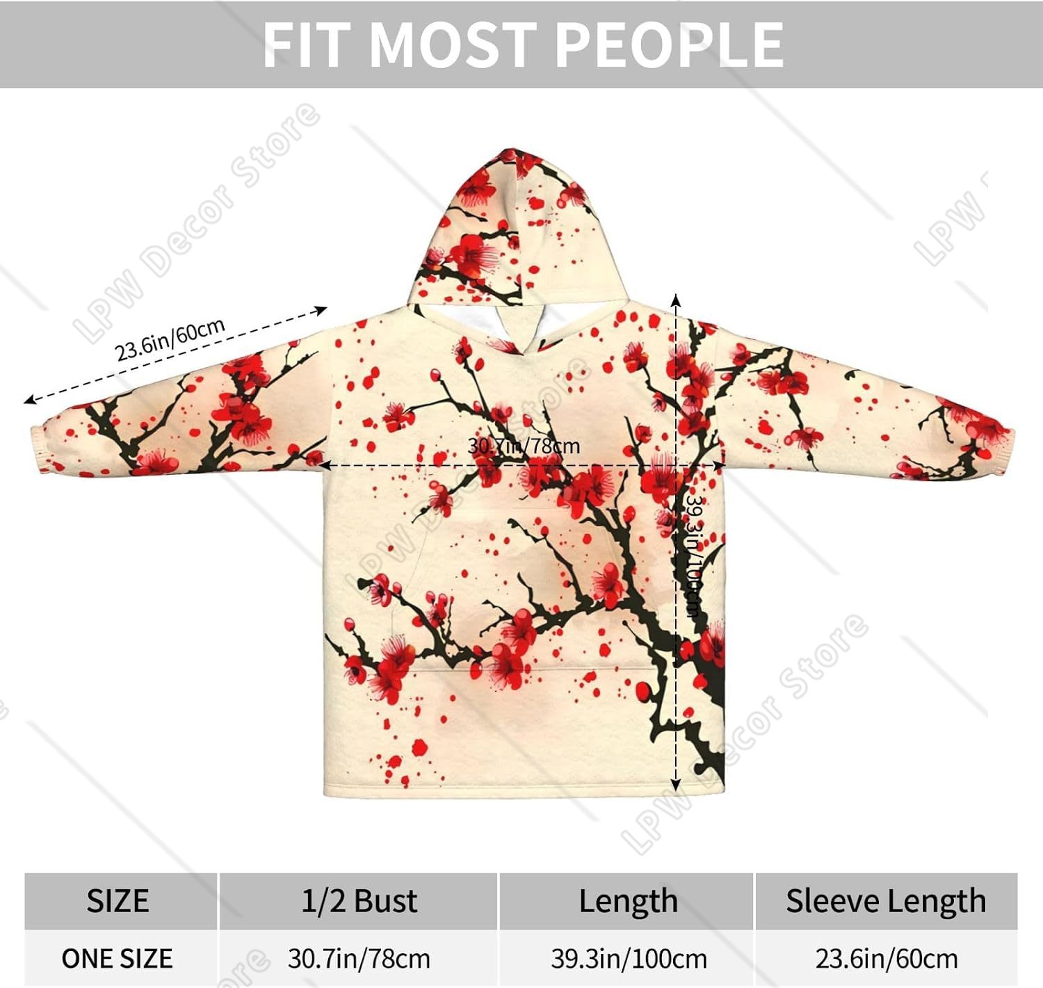 เสื้อฮู้ดผ้าห่มลายดอกซากุระสีแ - Sherpa Hoodie Fleece บทวิจารณ์และราคา