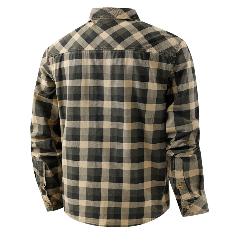 เสื้อเชิ้ตลายตารางสไตล์เรโทรสำ - Flannel Shirt Lined บทวิจารณ์และราคา